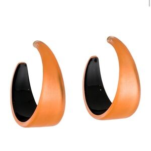 Trifari Gold and Black Hair Cuff Hoops